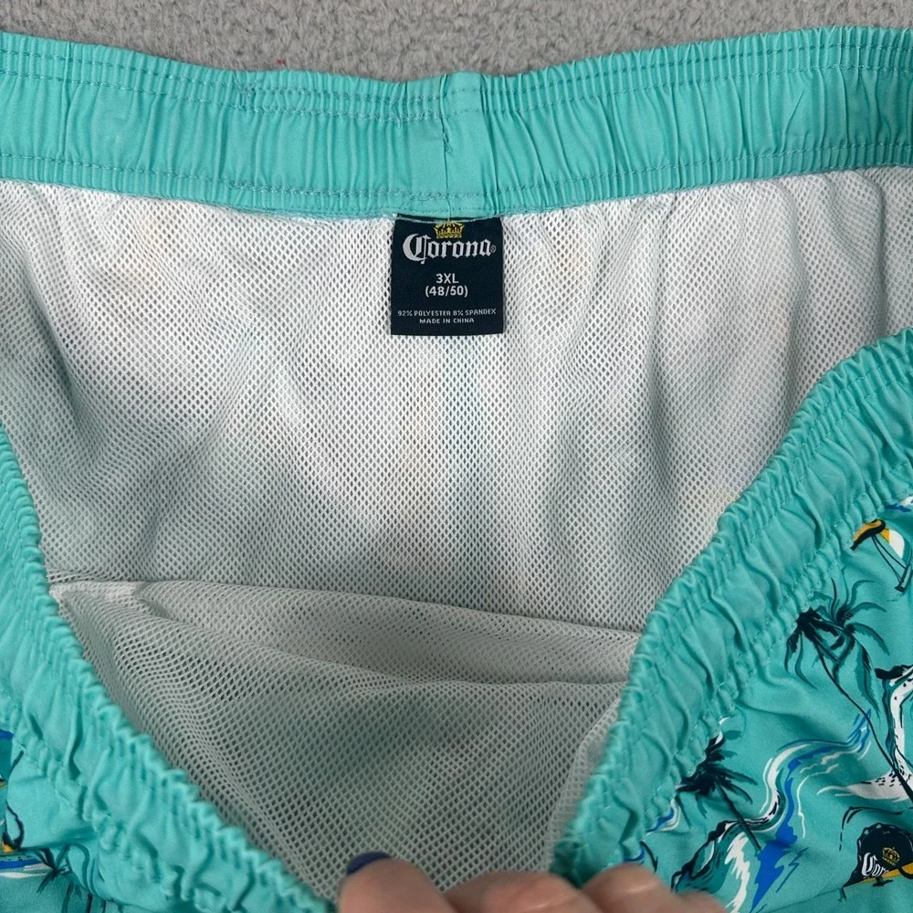 Corona Board‎ Shorts Mens 3XL (48/50) Teal Blue Tropical Beer Swim Trunks NEW